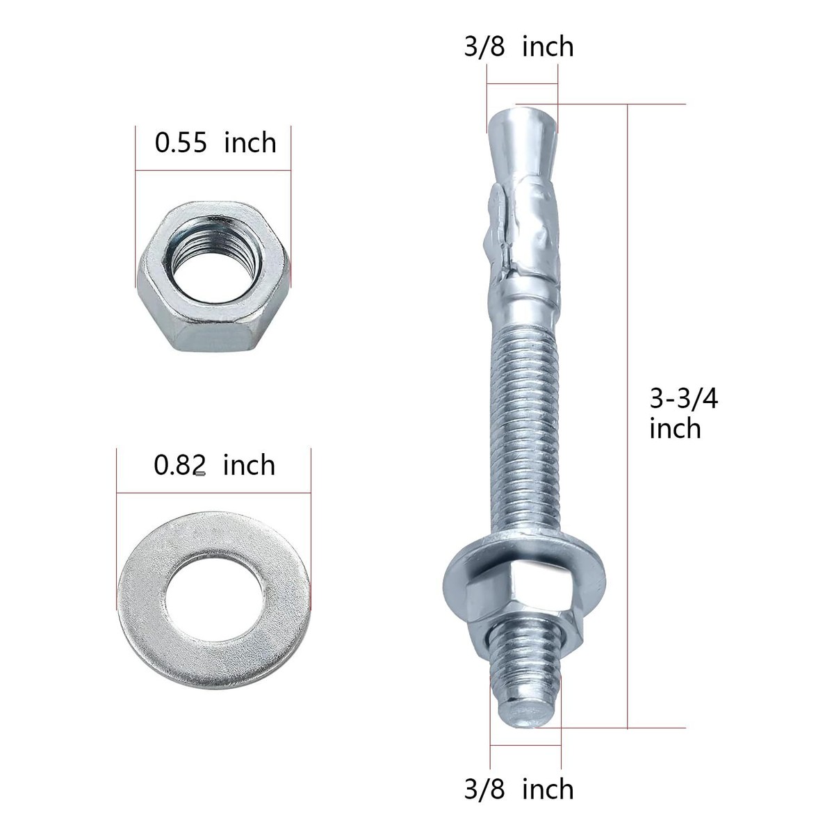 Wholesale Wedge Anchor M24X250 Through Bolt Nut Heavy Duty Expansion Concrete Fastener Carbon Steel Thread Wzp Zinc Coating China Factory