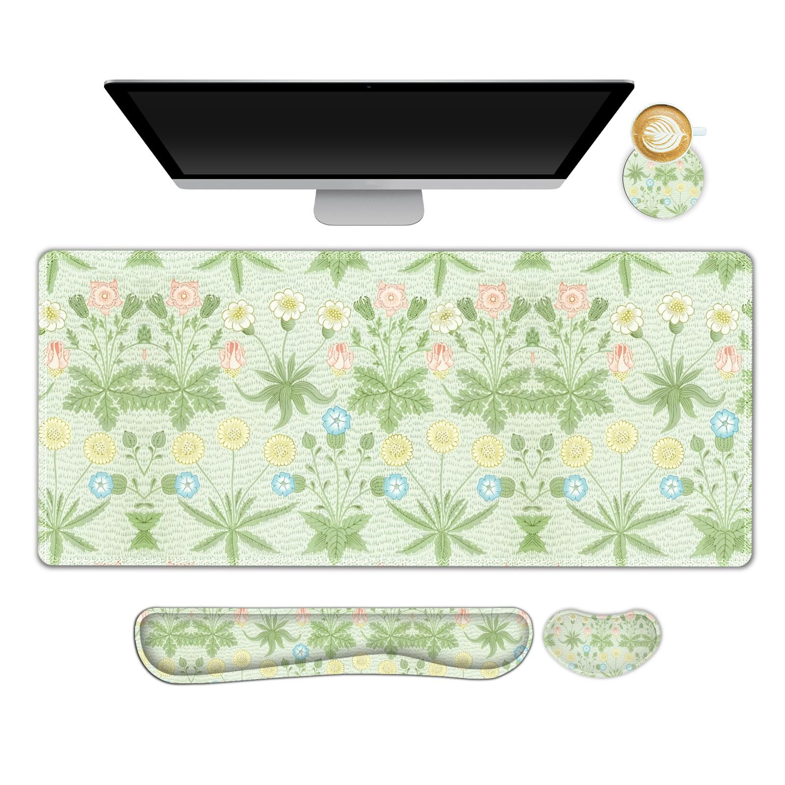 Extended Large Mouse Pad with Keyboard Wrist Support for Comfort & Style
