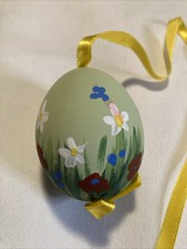 Vintage Hand painted Green Floral Ornament Re...