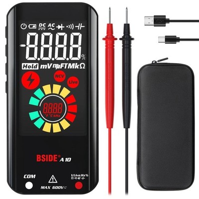 BSIDE Digitales Multimeter, wiederaufladbar mit Farb-LCD, 3 Ergebnissanzeige,