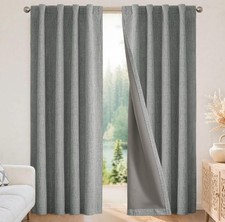 37x96 Grey 100 Blackout Curtains 2 Panels Thermal Insulated