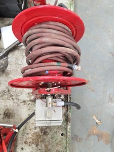 Red Steel Air Hose Reel with Hose for Air Compressor, Single Item, 1 Piece Set