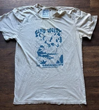 Women's Jungmaven T-Shirt Beige Find Unity L Hippie BOHO USA Festival CA Hemp