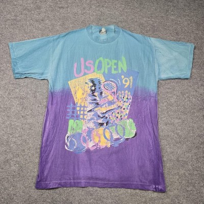 Vintage US Open Shirt Mens Large Multi-Color Tennis 1991 Feron's Made USA Rare