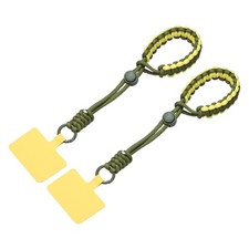 2PCS Phone Wrist Strap, Nylon Rope Phone Keychain with Tether Tab, Brown White