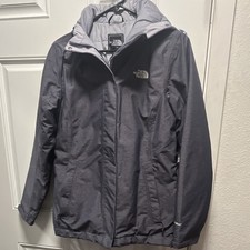 The North Face HyVent Women  s Gray Hooded Full Zip Rain Coat Jacket Size M