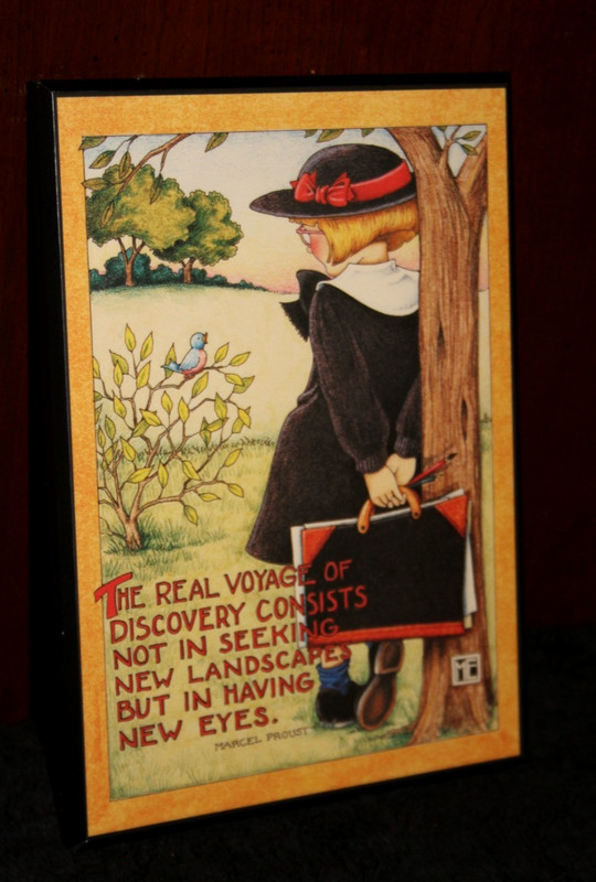Vtg MARY ENGELBREIT Colorplak PICTURE Wood PLAQUE 8.5x6.5" ME #102 REAL VOYAGE