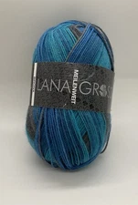 Yarn Lana Grossa Meilenweit sock yarn self striping “Bronx” pattern wool polymid