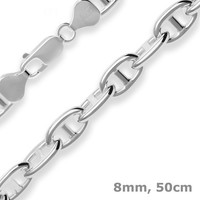 8Mm Ankerkette-Steg Silberkette Collier Halskette Aus 925 Silber 50Cm