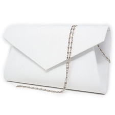 Pochette scamosciata bianca elegante donna borsetta cerimonia da sera borsa clut