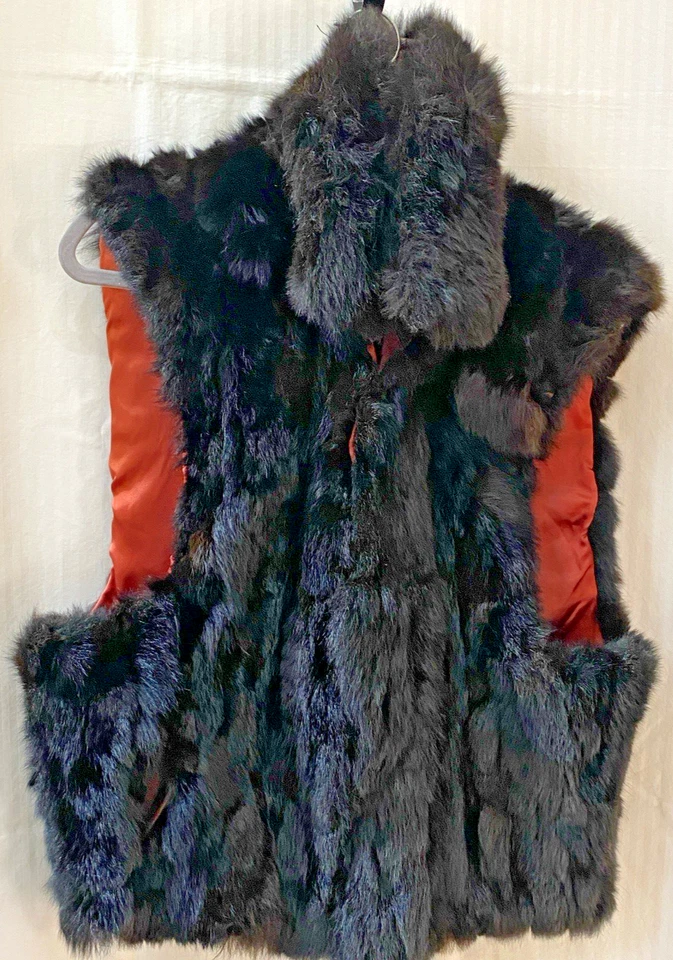 Chaleco de piel genuina con cuello de cremallera completa marrón piel de zarigüeya talla S Mob Wife Foto 2 de 4