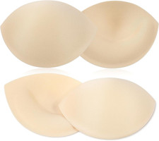 2 Pair Push Up Bra Inserts Pads Removable Breast Enhancers Sponge Cups A/B Cup