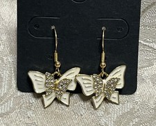 Bohemian Festival Glamour Gold Cubic Zirconia Butterfly Drop Dangle Earrings