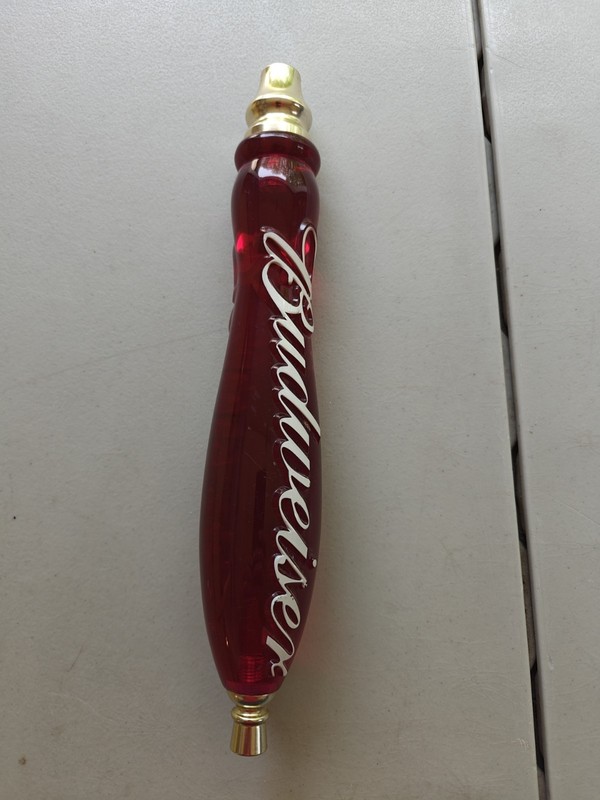 Vintage Clear Red Lucite Budweiser Tap Handle Acrylic Red 11.75”