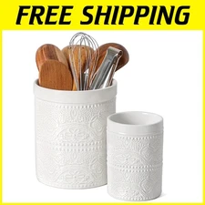 Fun Elements Kitchen Crock Set, Bright White