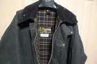 BARBOUR -A205 BORDER WAXED COTTON JACKET--MADE IN ENGLAND- NAVY- SHABBY CHIC- 46