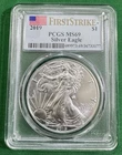 2019 $1 American Silver Eagle MS69 PCGS - First Strike-Flag Label