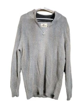 The Normal Brand Waffle Knit Quarter Zip Gray Mens Size Medium