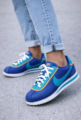 NIKE Cortez Basic Leather DBL (GS) Indigo Force Sz US 6.5Y UK  6 EUR 39
