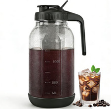 Cold Brew Coffee Maker, 64Oz Mason Jar Pitcher with Stainless Steel Filter, Seal