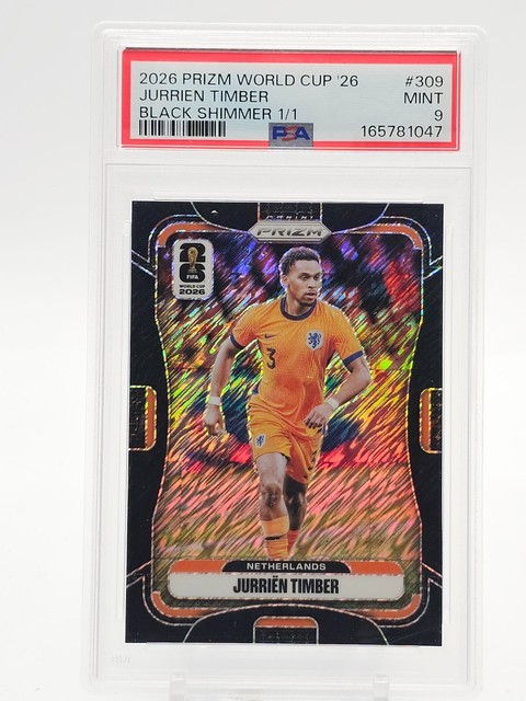 Jurriën Timber 2026-27 Panini Prizm World Cup Black Shimmer 1/1 #309 PSA 9 Q1496