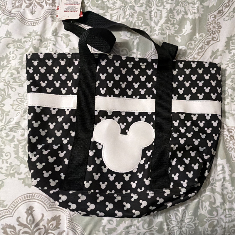 Disney Mickey Mouse Black & White Medium Tote Shoulder Bag with Zip Top