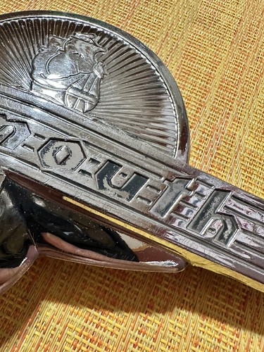 PLYMOUTH Original 1941 Chrome Automobile Emblem Badge Clipper Ship, Clean! - Picture 7 of 9