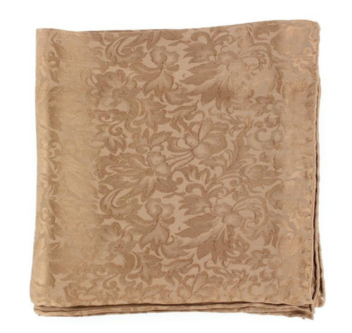 100% SILK Brown FLORAL JACQUARD PRINT Western Cowboy WILD RAG Square Scarf 34"