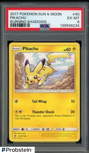 2017 Pokemon Sun & Moon Burning Shadows #40 Pikachu PSA 6 EX-MT