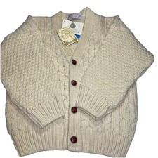 Highland Home Industries Kids Medium Scotland Aran Cable Knit Wool Sweater NWT