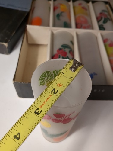8 Federal Frosted Fruit Tom Collins Tea Lemonade Tumbler Glasses MCM Vibrant EXC - Picture 7 of 13