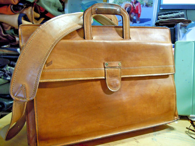VTG Hartmann American tan Belting Leather Attache Briefcase With Strap  #6