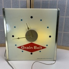 Vintage Grain Belt Beer Clock & Sign New Battery Clock Movement & New Cord
