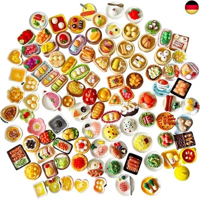 CATOR 70 Stücke Miniatur Essen und Trinken, Miniatur Deko Harz Puppenhaus Zubehör M