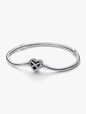 Authentic PANDORA Sparkling Infinity Heart Clasp Snake Chain Bracelet NEW w/BOX