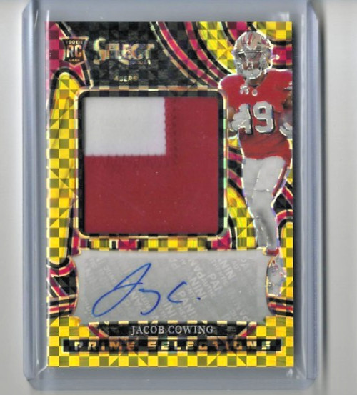 Jacob Cowing Panini Select Prime Selections Signature Relics #PSPSJCG Jersey Number Gold Prizm