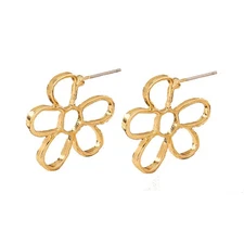 Gold Flower Earrings for Women Hollowed Flower Statement Earrings Minimalism Pet