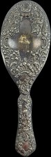 Antique Victorian Art Nouveau Hair Brush Intricate All-over Floral Repouss 