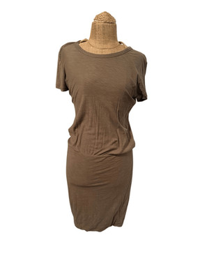 JAMES PERSE dress SZ 2 M brown short SLEEVE MIDI BODYCON PULLOVER T-shirt