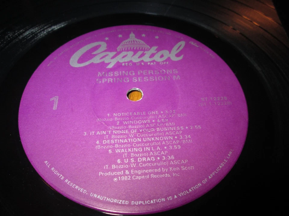 MISSING PERSONS SPRING SESSION M LP NEAR MINT CAPITOL VINYL NEW WAVE SYNTH POP - Image 3 of 4