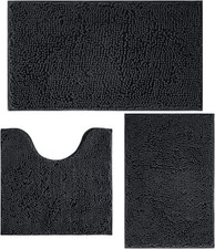 3 Piece Bathroom Rugs Set, Non-Slip Bath Mats with PVC Backing, Super Absorbent