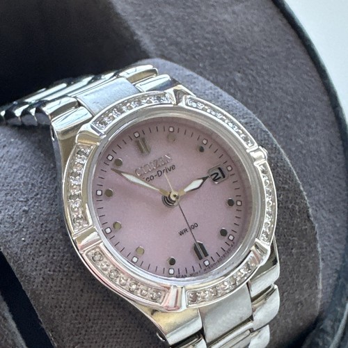 Ladies Citizen EW0890-58X Eco-Drive Stainless Pink Dial Diamond Watch NE011 RIVA - Picture 11 of 24