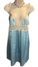 NWT Y2K Vintage Victoria  s Secret Satin Lace Trim Plunge Front Slip Dress Large