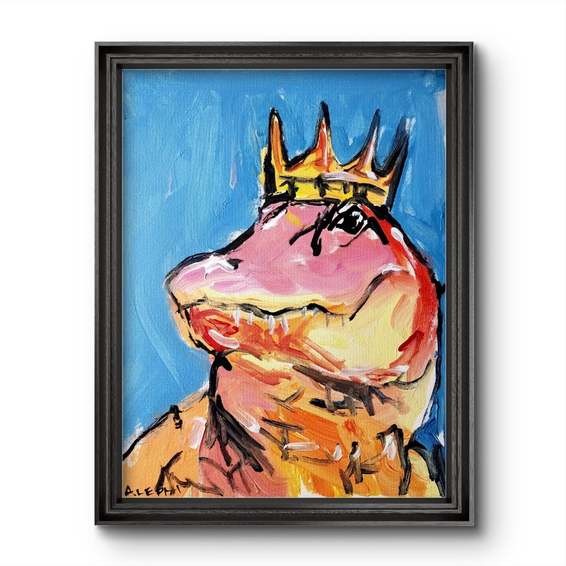 Original Abstract Alligator Painting Canvas Neo Expressionist Art Decor 11x14