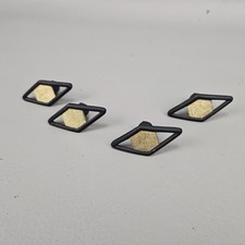 Set of 4 Vintage Diamond Drawer Cabinet Knobs Black Gold Retro MCM 2.25"
