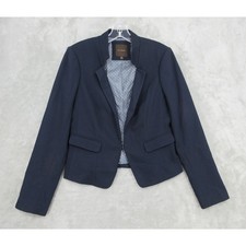 The Limited Blazer Womens Size S Navy Blue Textured Hook Eye Office Minimlaist
