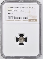 (AH886-918) OTTOMAN BAYAZID II - SEREZ AKCE NGC XF 45
