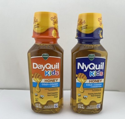 DayQuil NyQuil KIDS Cold & Cough flavored with Honey DAY + NIGHT Combo Pk 8oz Ea