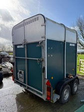 Ifor Williams HB505R Horse Trailer, Green, Front Ramp, Rear Ramp Doors.