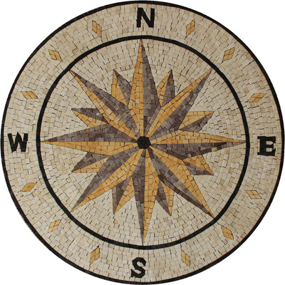Mosaic Marble Colorful Compass Art Medallion Home Pool Design Floor